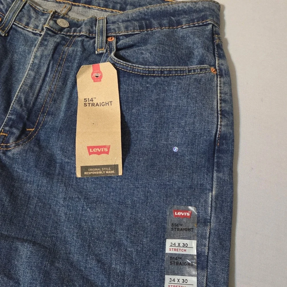 NEWLevi's 514 Straight Fit Jeans Men 34x30 Blue Stretch Denim $69 MSRP